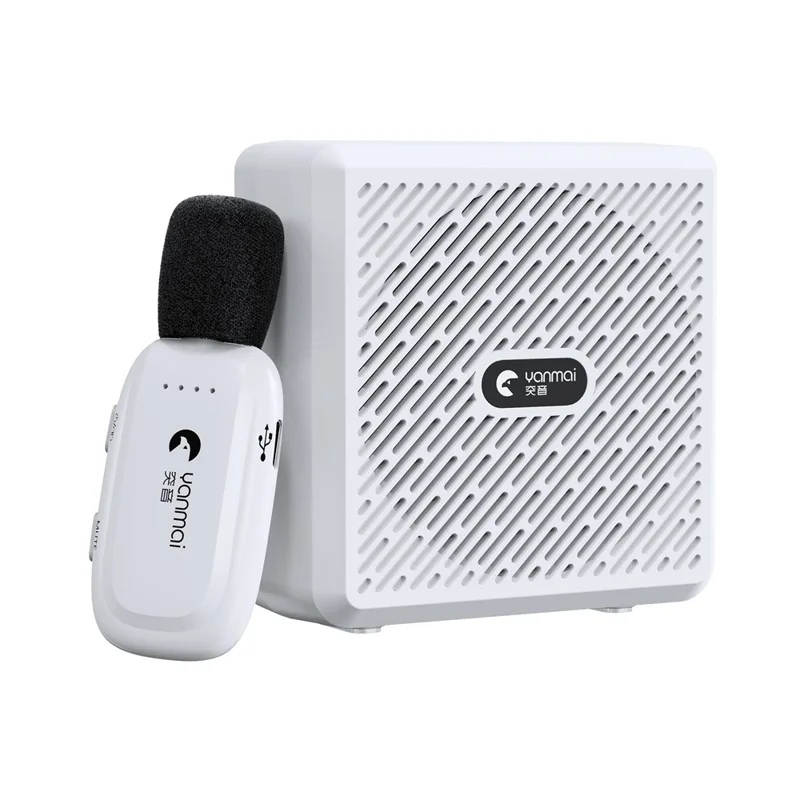YANMAI K5 2.4G Amplificador de Voz Inalámbrico con Bluetooth y Micrófono de Solapa para Enseñanza/Entrenamiento - Blanco
