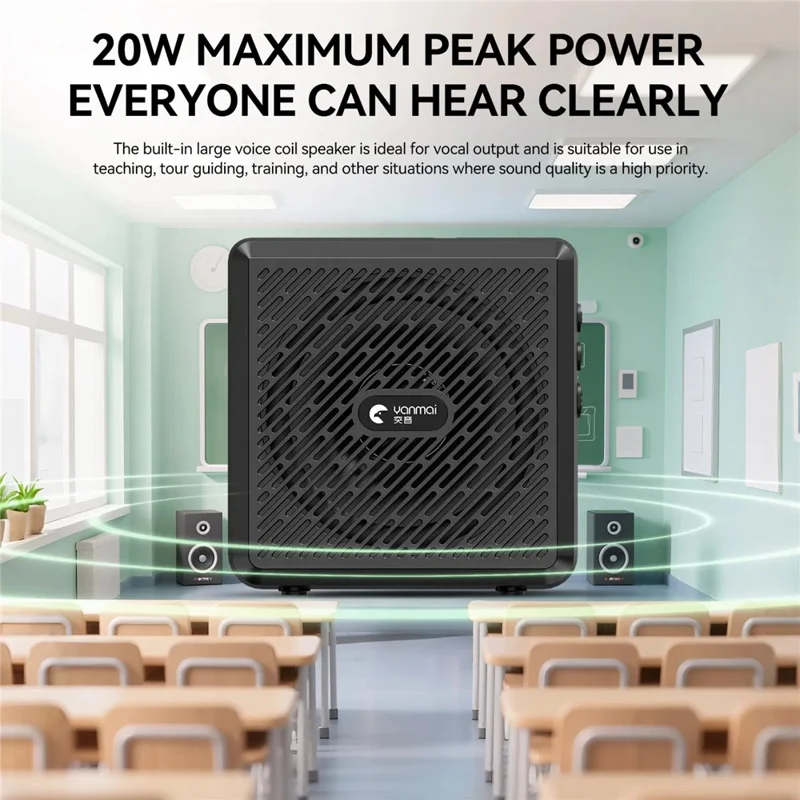 YANMAI K5 2.4G Amplificador de Voz Inalámbrico con Bluetooth y Micrófono de Solapa para Enseñanza/Entrenamiento - Blanco