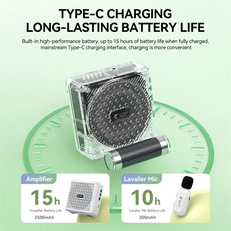 YANMAI K5 2.4G Amplificador de Voz Inalámbrico con Bluetooth y Micrófono de Solapa para Enseñanza/Entrenamiento - Blanco