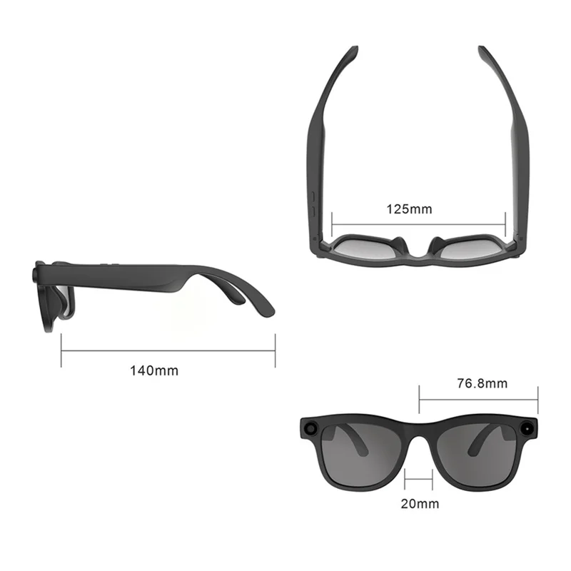 FG03AI Smart Glasses HD Camera Intelligent Recognition AI Translation Conference Tool 512M Memory - Black