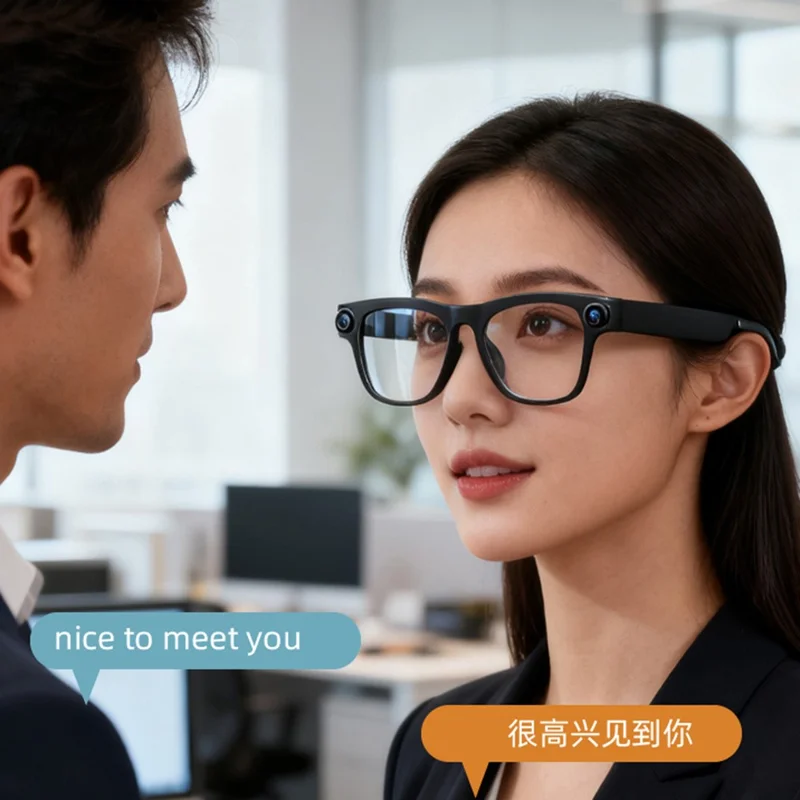 FG03AI Smart Glasses HD Camera Intelligent Recognition AI Translation Conference Tool 512M Memory - Black