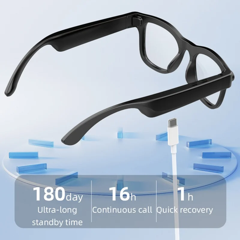 FG03AI Smart Glasses HD Camera Intelligent Recognition AI Translation Conference Tool 512M Memory - Black