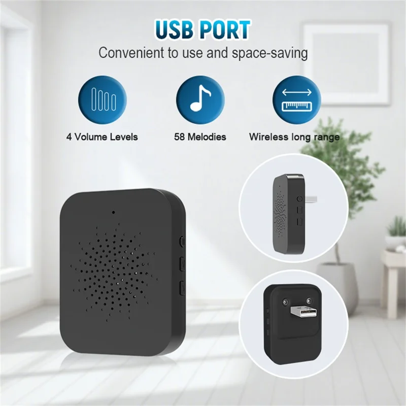 WF01D-013D 720P HD Smart Video Doorbell PIR Motion Detection Tuya APP Wireless Doorbell Camera - Black