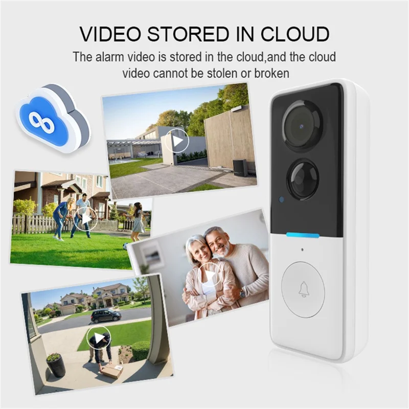 WF015D-013D PIR Motion Detection 720P HD Smart Video Doorbell Tuya APP Two Way Audio Wireless Doorbell Camera - Black