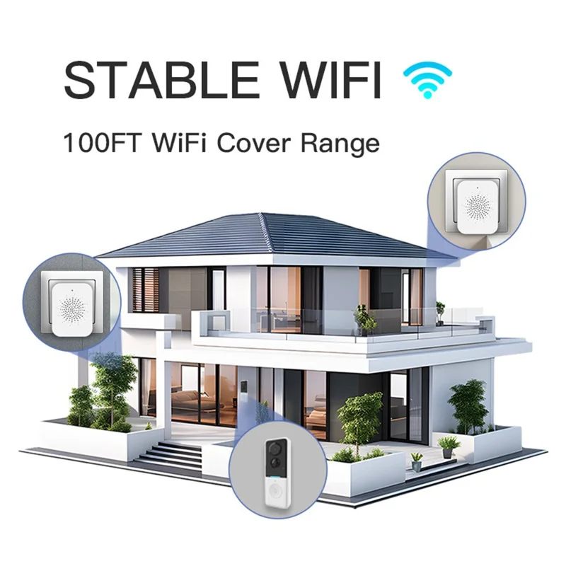 WF015D-013D PIR Motion Detection 720P HD Smart Video Doorbell Tuya APP Two Way Audio Wireless Doorbell Camera - Black