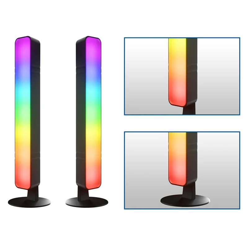D04 2Pcs Sound Pickup RGB Desktop Ambient Light Smart Gaming Light Bar with Remote Control, Bluetooth-compatible Version