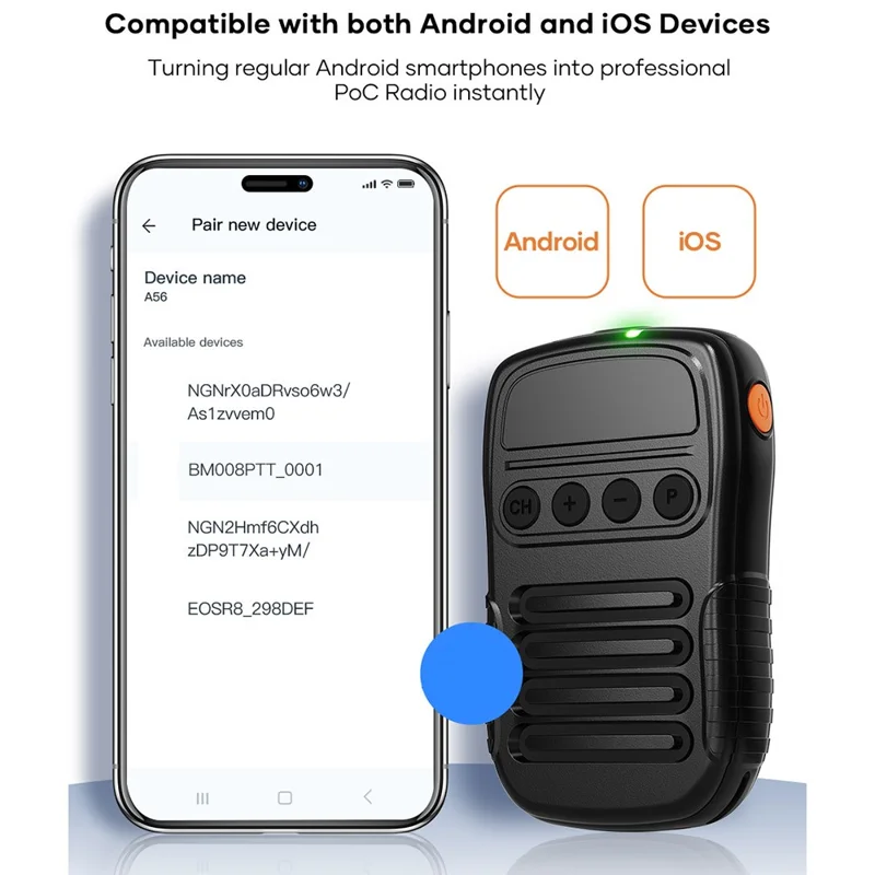 UNIWA BM008 Wireless Handheld Intercom PTT Microphone Bluetooth-Compatible 3W Speaker Walkie Talkie - Black