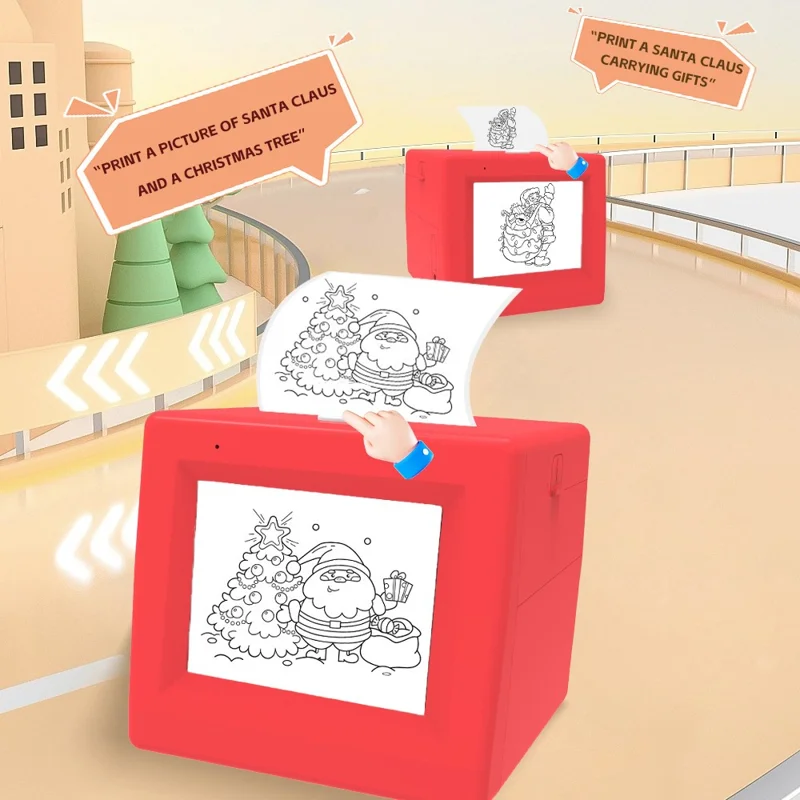 Q15 2.8 Inch HD Screen Mini Thermal Printer AI Voice Control Wireless Printing Device - Red