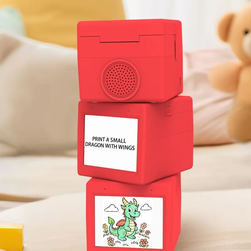 Q15 2.8 Inch HD Screen Mini Thermal Printer AI Voice Control Wireless Printing Device - Red