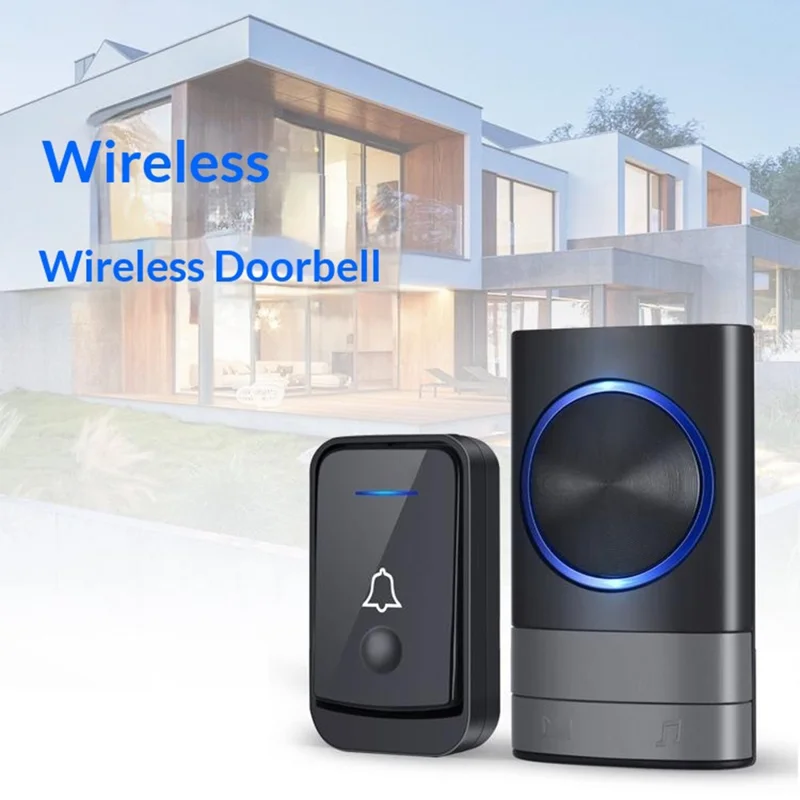 N189 52 Melodies Waterproof 200M Range Wireless Digital Music Doorbell, 1 Transmitter + 1 Receiver - EU Plug