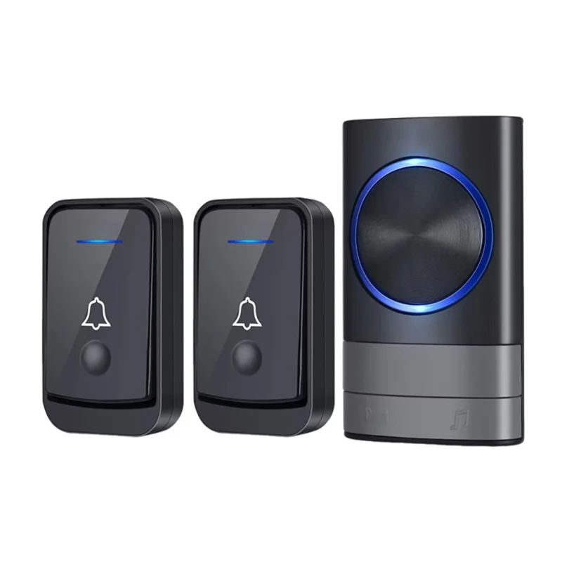 N189 52 Melodies Waterproof 200M Range Wireless Digital Music Doorbell, 1 Transmitter + 2 Receiver - EU Plug