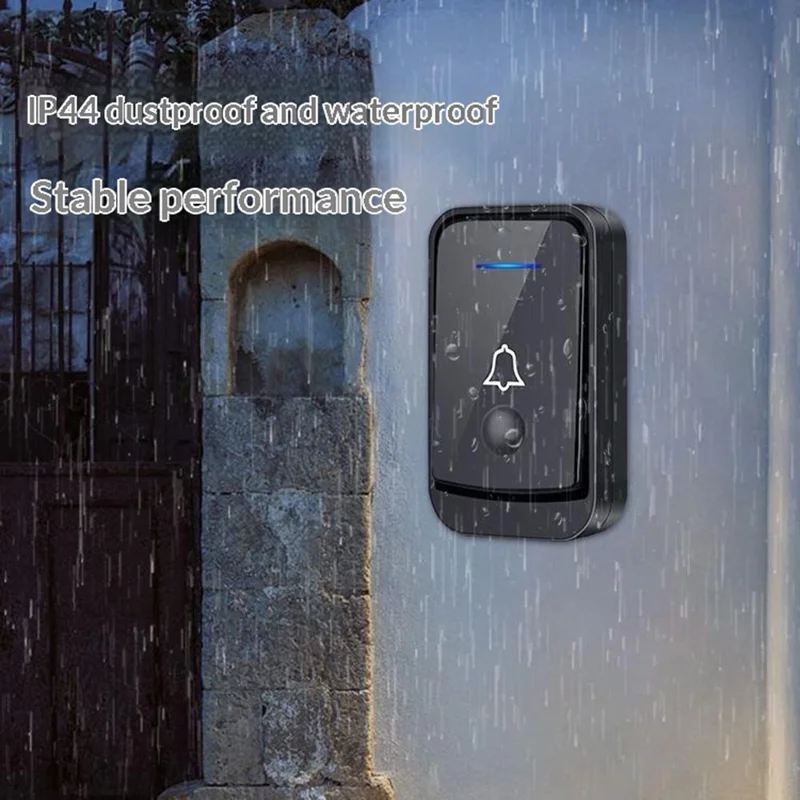 N189 52 Melodies Waterproof 200M Range Wireless Digital Music Doorbell, 1 Transmitter + 2 Receiver - EU Plug
