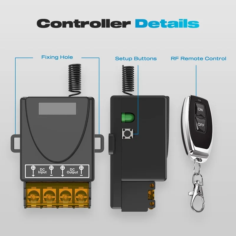 433MHz Wireless Remote Control Switch RF Relay Receiver with 2 On / Off Transmitter for Electric Appliance LED Light Fan