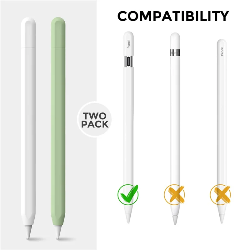AHASTYLE PT65-3 2Pcs for Apple Pencil 3 Silicone Case Ultra Thin Stylus Protective Sleeve - White / Avocado Green