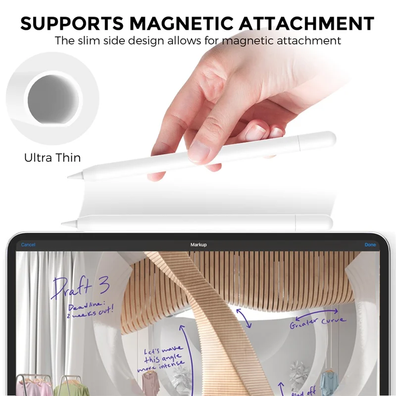 AHASTYLE PT65-3 2Pcs for Apple Pencil 3 Silicone Case Ultra Thin Stylus Protective Sleeve - White / Avocado Green