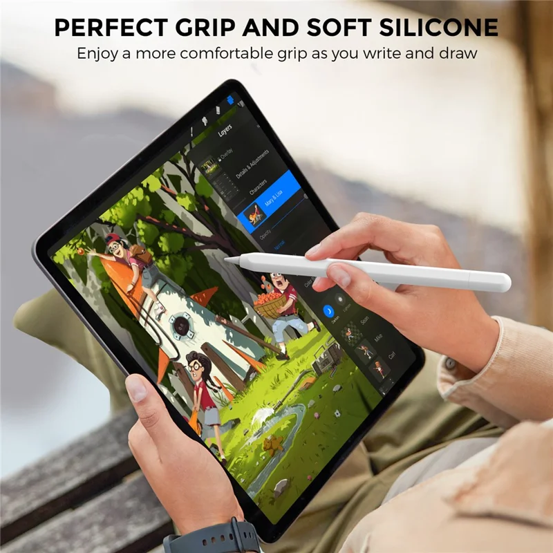 AHASTYLE PT65-3 2Pcs for Apple Pencil 3 Silicone Case Ultra Thin Stylus Protective Sleeve - White / Avocado Green