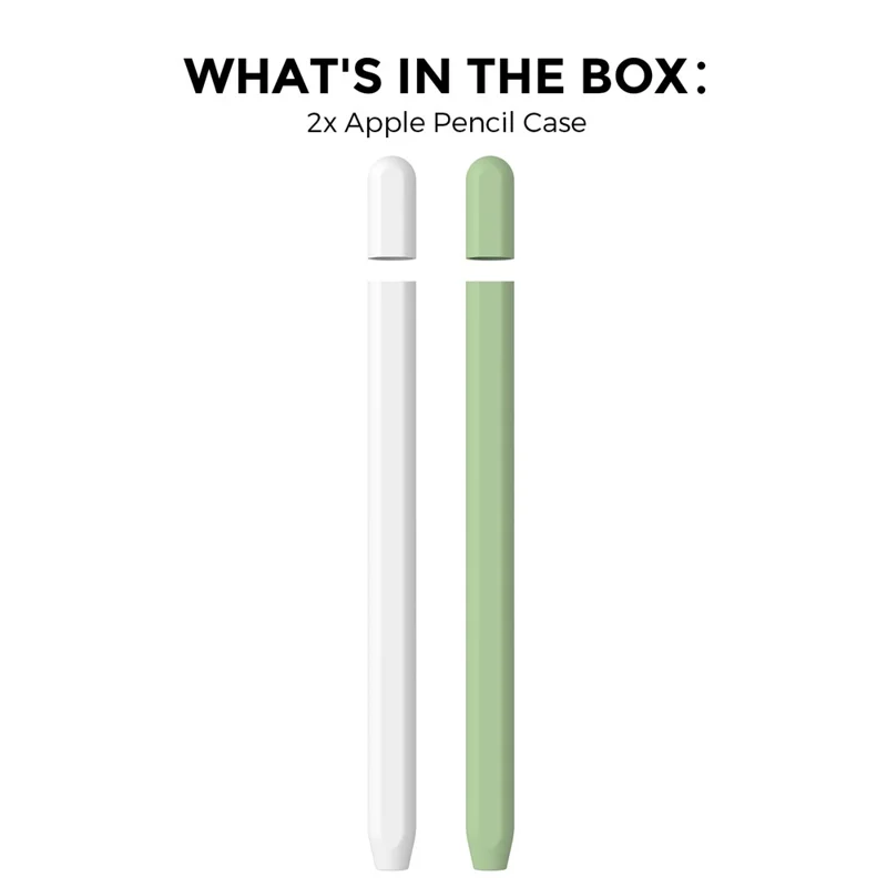 AHASTYLE PT65-3 2Pcs for Apple Pencil 3 Silicone Case Ultra Thin Stylus Protective Sleeve - White / Avocado Green