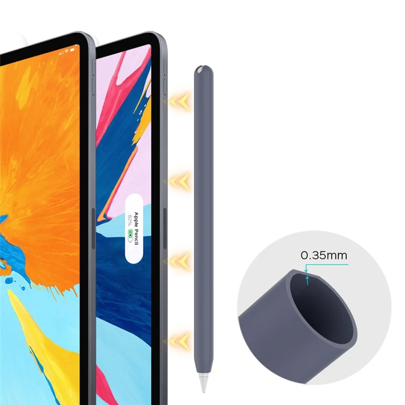 AHASTYLE PT65 2Pcs for Apple Pencil (2nd Generation) Stylus Silicone Case Pen Protective Sleeve Cover - Midnight Blue / Baby Blue