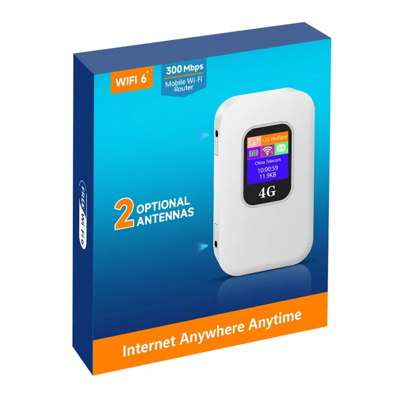 M1-E 4G LTE Mobile WiFi Router with CRC9 Port Smart OLED Display WiFi 6 300Mbps Portable Hotspot, Eurasian Version (without Antenna) - White