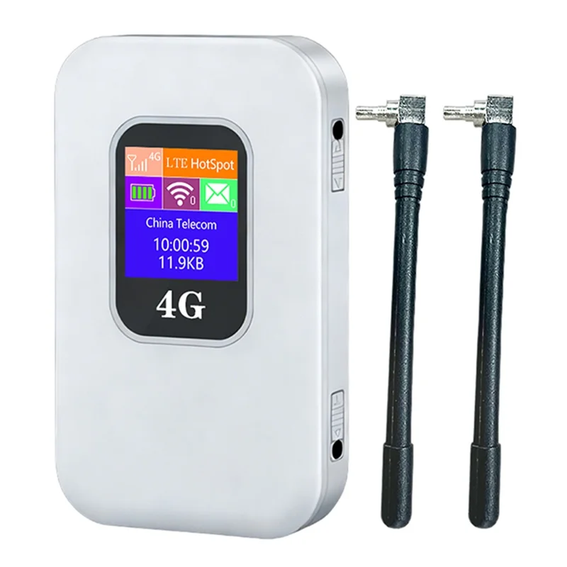 M1-E 4G LTE Mobile WiFi Router with 2 Antennas Smart OLED Display WiFi 6 300Mbps Portable Hotspot, Eurasian Version - White