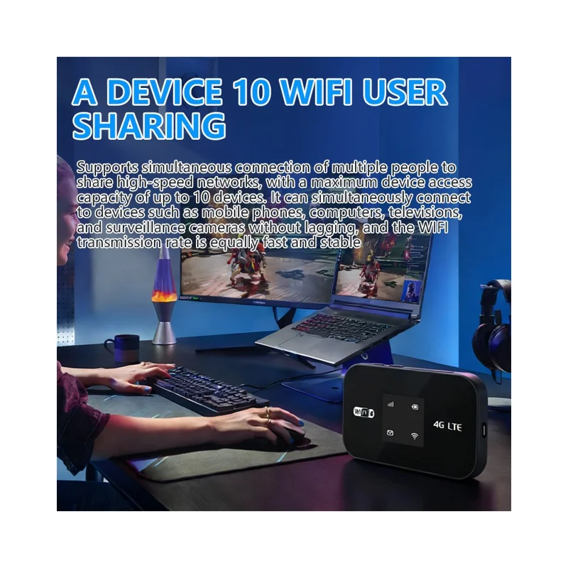 MF967P-E 4G LTE Mobile WiFi 6 Router with Color Light 300Mbps Portable Hotspot, Eurasian Version