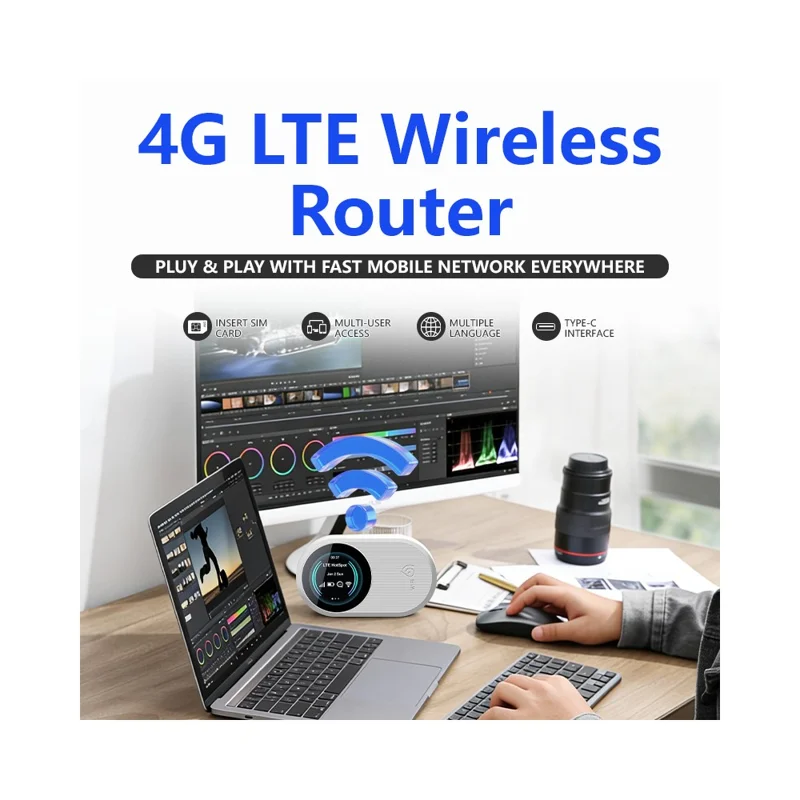 DNXT M10 Pro 4G LTE WiFi 6 Portable Wireless Router Mobile Hotspot with Color OLED Display - Blue