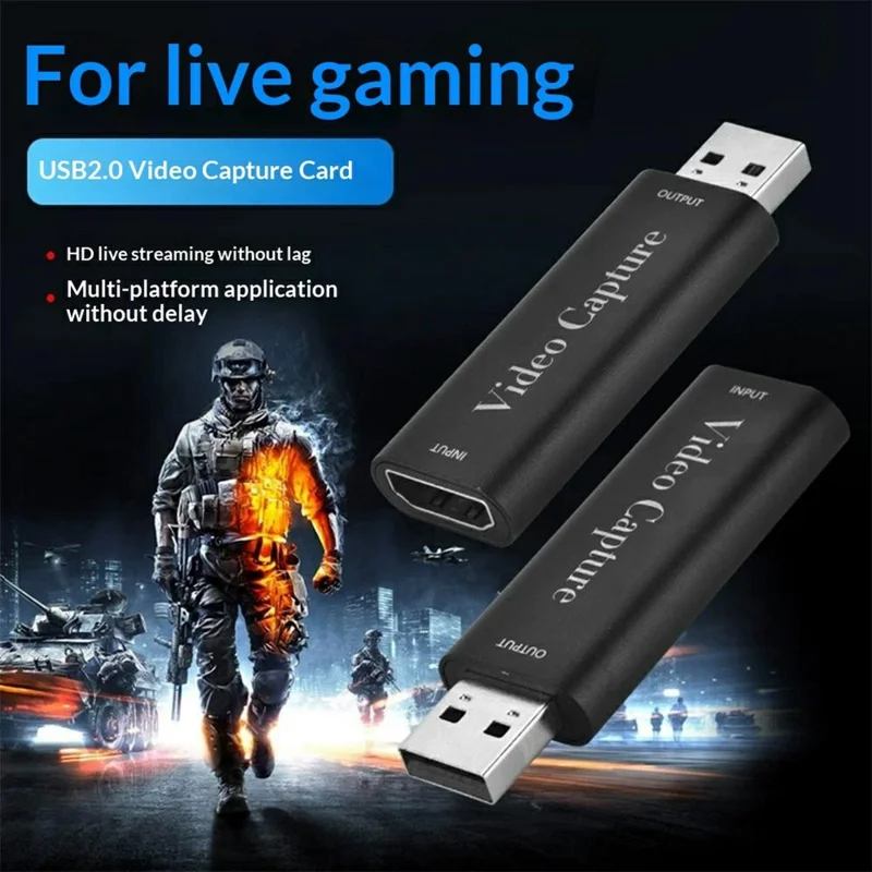 Scheda di Acquisizione Video HU-01 USB HD a USB 2.0 Registrazione di Giochi 1080P 60fps Dispositivo per Streaming in Diretta - Nero