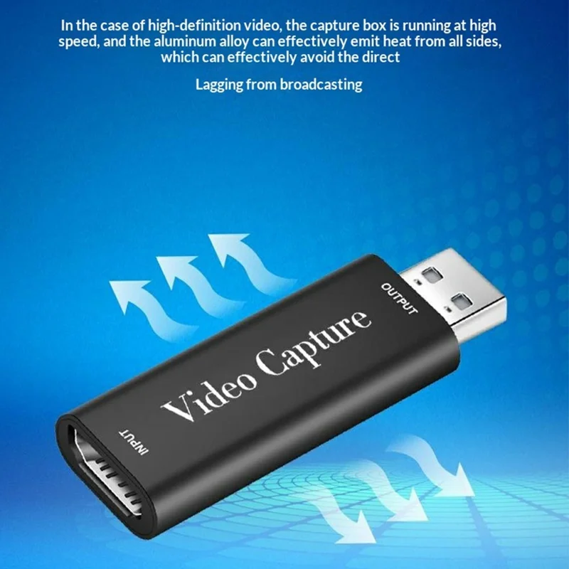 Scheda di Acquisizione Video HU-01 USB HD a USB 2.0 Registrazione di Giochi 1080P 60fps Dispositivo per Streaming in Diretta - Nero