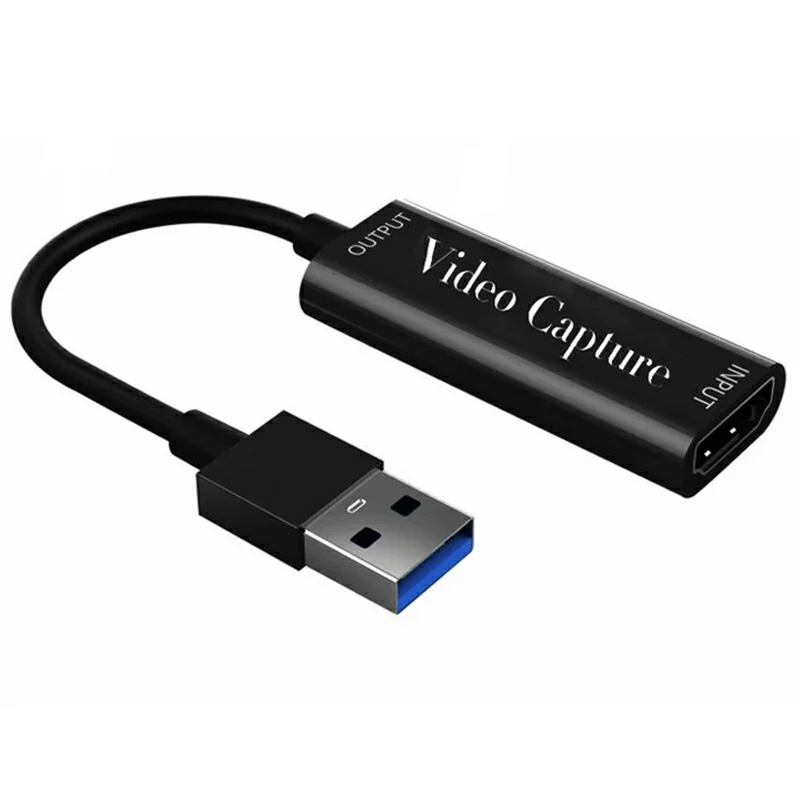 HU-02 HD to USB 3.0 Video Capture Card for PS4 / Xbox / Nintendo Switch 1080P Game Recording Live Streaming Adapter Cable OBS Compatible - Black