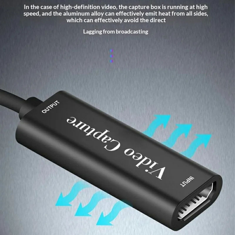 HU-02 HD to USB 3.0 Video Capture Card for PS4 / Xbox / Nintendo Switch 1080P Game Recording Live Streaming Adapter Cable OBS Compatible - Black