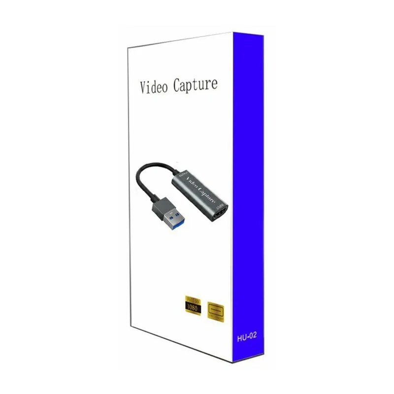 HU-02 HD to USB 3.0 Video Capture Card for PS4 / Xbox / Nintendo Switch 1080P Game Recording Live Streaming Adapter Cable OBS Compatible - Black