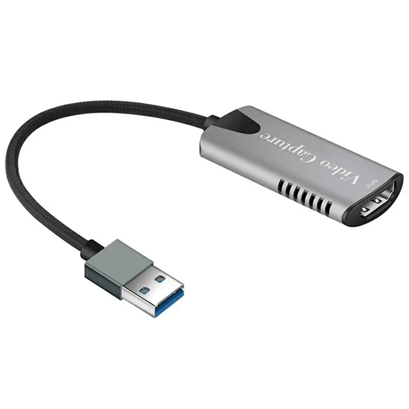 HU-04 USB 2.0 Video Capture Card 4K Input 1080P Output HD to USB Converter for Game Console / Mobile Phone / Camcorder - Grey