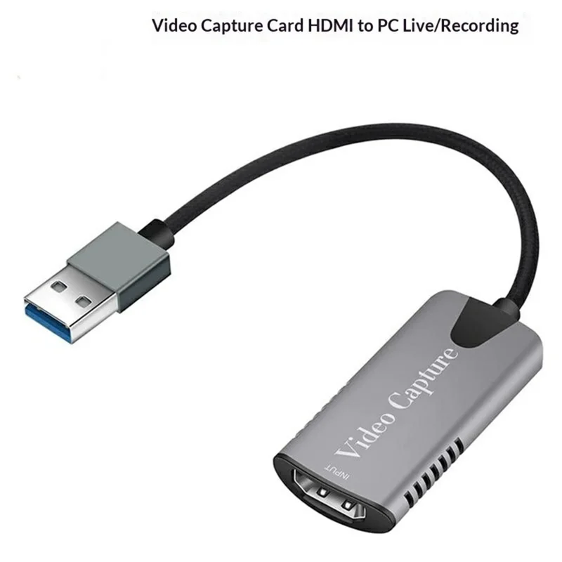 HU-04 USB 2.0 Video Capture Card 4K Input 1080P Output HD to USB Converter for Game Console / Mobile Phone / Camcorder - Grey