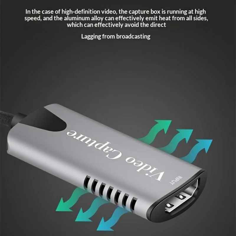 HU-04 USB 2.0 Video Capture Card 4K Input 1080P Output HD to USB Converter for Game Console / Mobile Phone / Camcorder - Grey