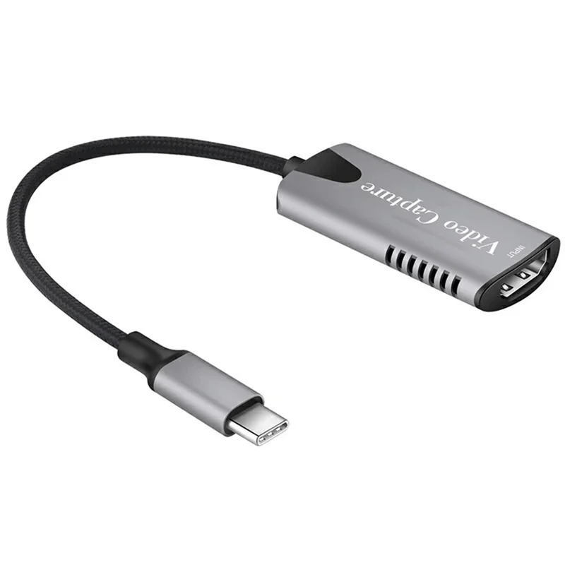 Carte de capture vidéo HU-04C HD vers USB-C 4K, appareil d'enregistrement pour diffusion en direct de jeux - Gris