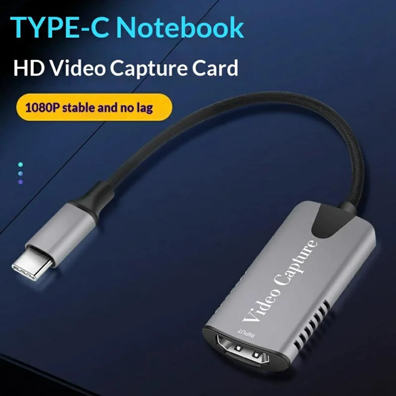 Carte de capture vidéo HU-04C HD vers USB-C 4K, appareil d'enregistrement pour diffusion en direct de jeux - Gris