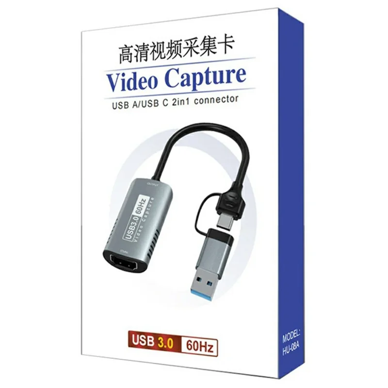 Scheda di Acquisizione Video HU-08A HD a USB 3.0 / USB-C 2 in 1 Adattatore di Acquisizione HD 1080P 60Hz (Chip: MS2130) - Grigio