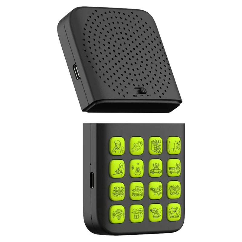 Dispositivo Sonoro Sem Fios T16 com Controlo Remoto 16 Efeitos Sonoros Magnético Desmontável Brinquedo de Partida Arranjada Recarregável - Preto