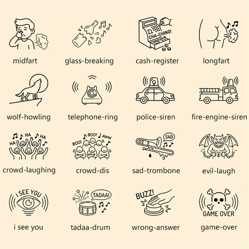 Dispositivo Sonoro Sem Fios T16 com Controlo Remoto 16 Efeitos Sonoros Magnético Desmontável Brinquedo de Partida Arranjada Recarregável - Preto