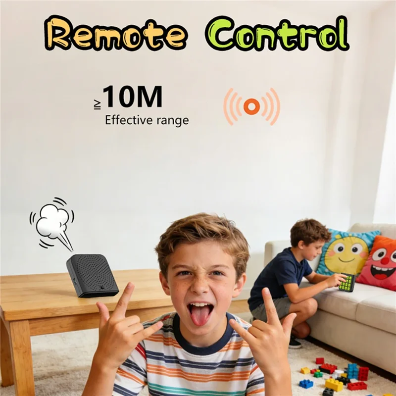 Dispositivo Sonoro Sem Fios T16 com Controlo Remoto 16 Efeitos Sonoros Magnético Desmontável Brinquedo de Partida Arranjada Recarregável - Preto