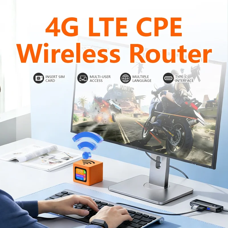 Q51-E 4G LTE WiFi 6 Router without Battery Color Display CPE Wireless Modem with SIM Card Slot and RJ45 Port - EU Plug