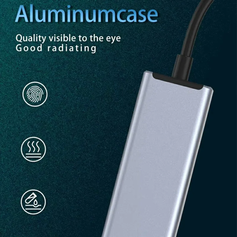 HC-78 4 in 1 Hub Ethernet Adapter USB C / USB A to USB 3.0 / 2.0 RJ45 Network Card Splitter Docking Station - Grey