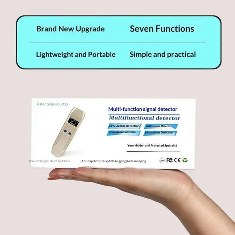 DS616 Multi-function Signal Detector Camera Finder GPS Scanner RF Bug Sweeper with OLED Display - Gold