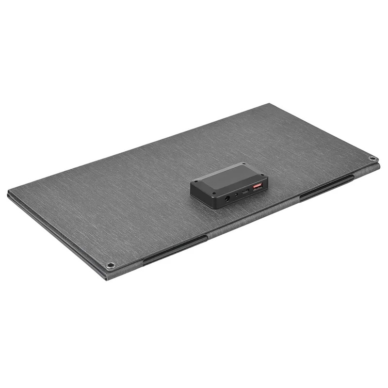 DE-60 60W Foldable Solar Panel Charger with Type-C / USB / DC Ports IP65 Waterproof Monocrystalline Solar Charger - Black