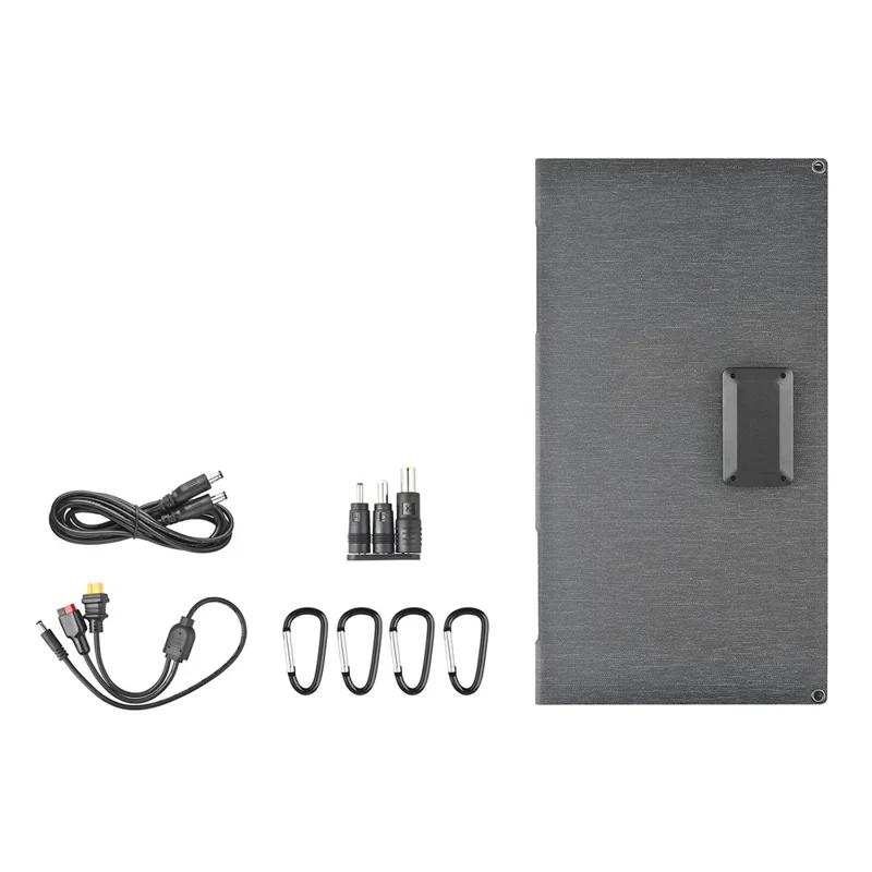 DE-60 60W Foldable Solar Panel Charger with Type-C / USB / DC Ports IP65 Waterproof Monocrystalline Solar Charger - Black