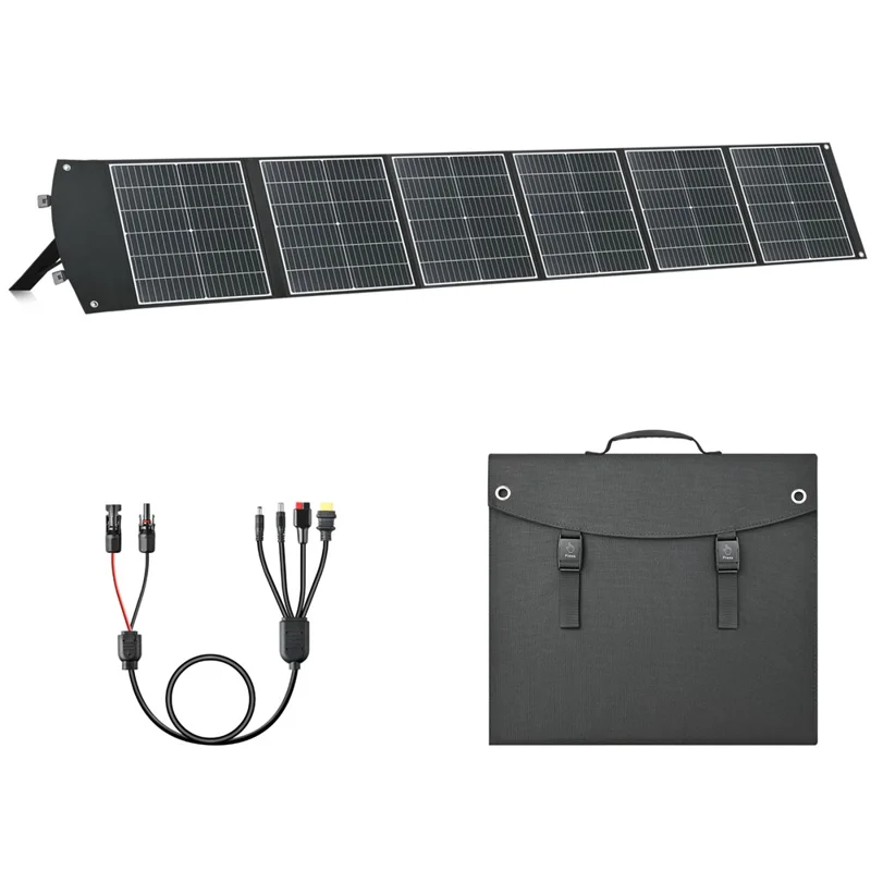 UC-200D 200W Portable ETFE Foldable Solar Panel Charger 20V 12V 9V for Outdoor Camping Phone Laptop Power Supply - Black