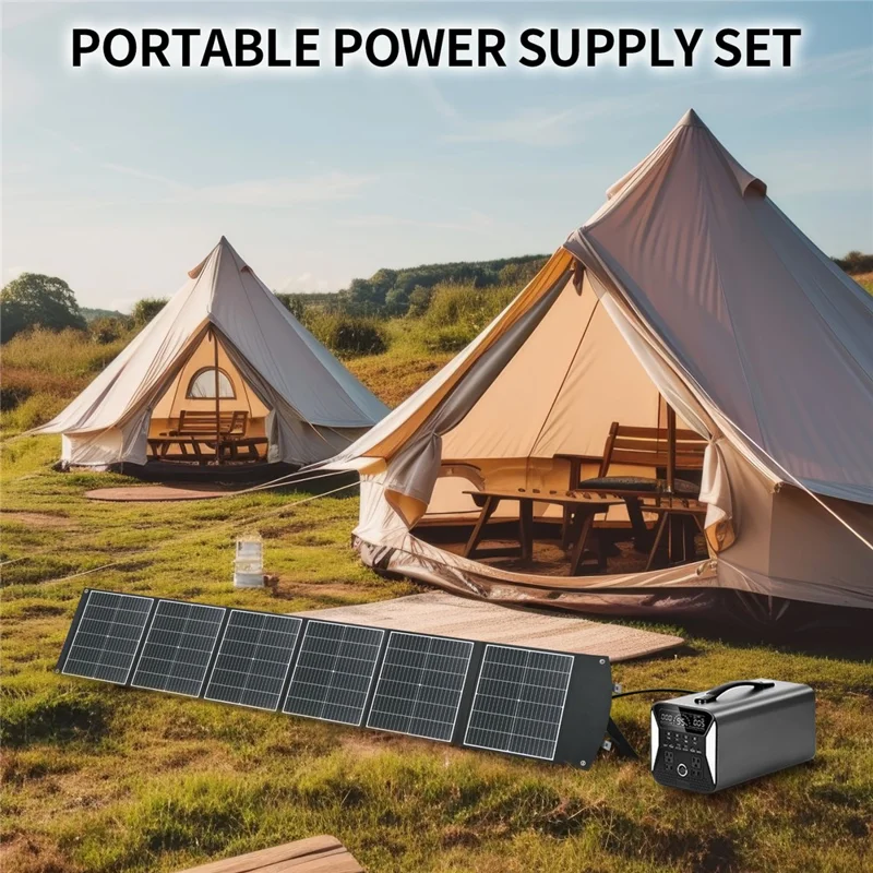 UC-200D 200W Portable ETFE Foldable Solar Panel Charger 20V 12V 9V for Outdoor Camping Phone Laptop Power Supply - Black