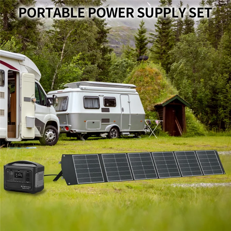 UC-200D 200W Portable ETFE Foldable Solar Panel Charger 20V 12V 9V for Outdoor Camping Phone Laptop Power Supply - Black