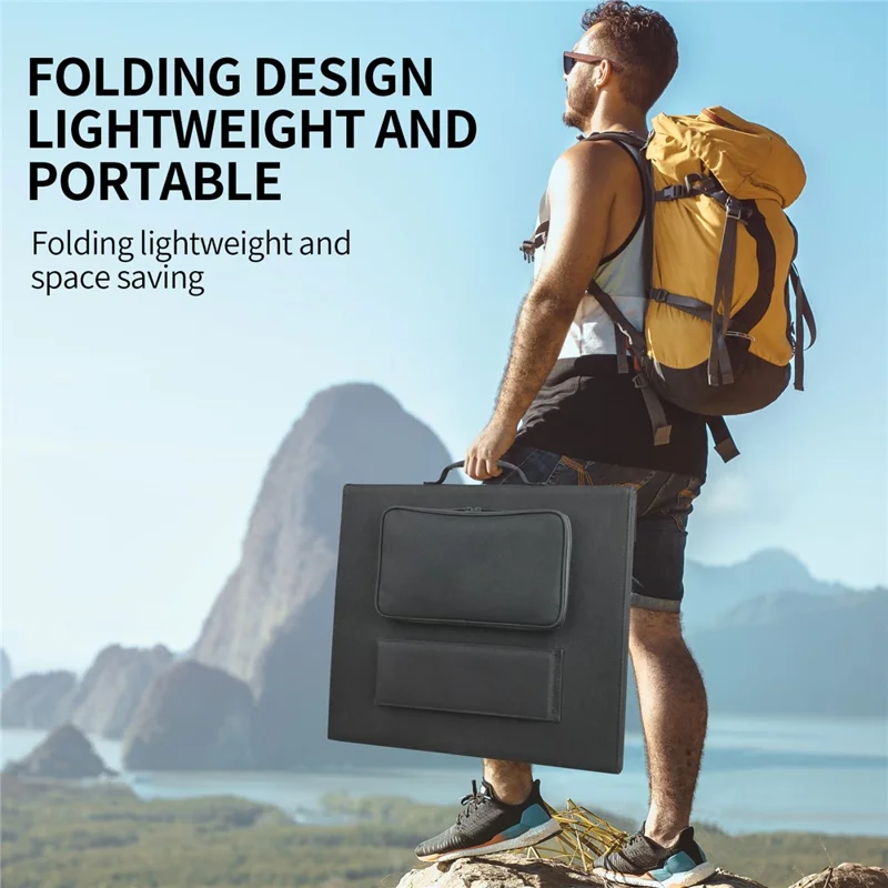UC-200D 200W Portable ETFE Foldable Solar Panel Charger 20V 12V 9V for Outdoor Camping Phone Laptop Power Supply - Black