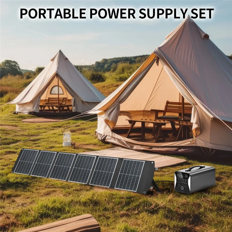 UC-100D 100W 20V ETFE Solar Charger Foldable Solar Panel for Outdoor Camping RV Power Supply - Black